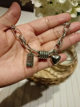 Pulsera Plata Corazón y Abaco