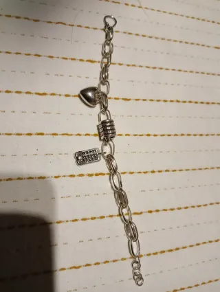 Pulsera Plata Corazón y Abaco