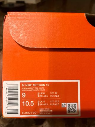 Nike Metcon 10 Talla 42.5 Negro/Rojo