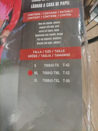 Disfraz La Casa de Papel Talla M/L 52