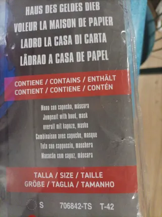 Disfraz La Casa de Papel Talla M/L 52