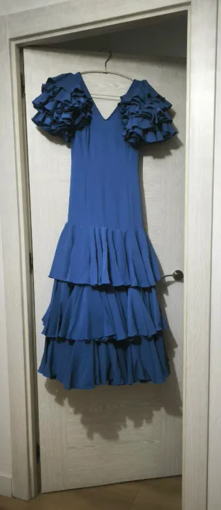 Vestido Flamenca Azul Volantes.  Roney Talla 1