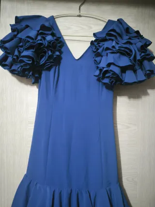 Vestido Flamenca Azul Volantes.  Roney Talla 1