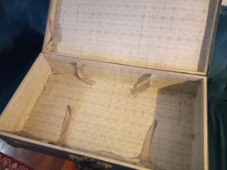 Maleta antigua gris y azul