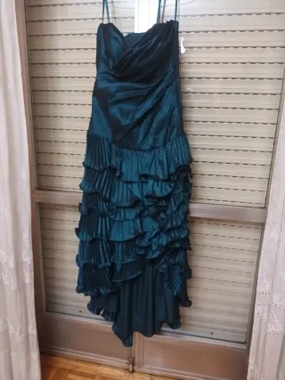 Vestido de fiesta verde azulado