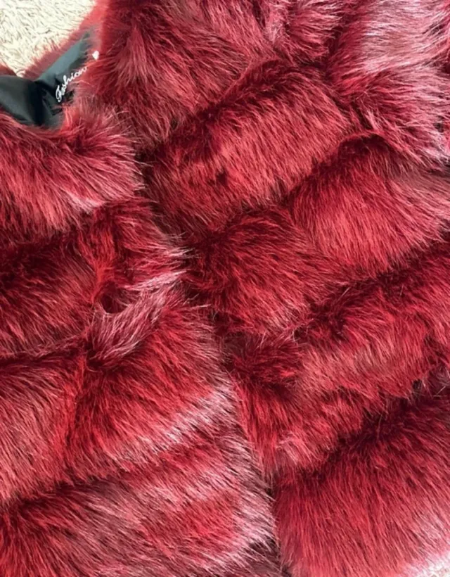 Chaqueta pelo sintético talla S/M faux fur cherry