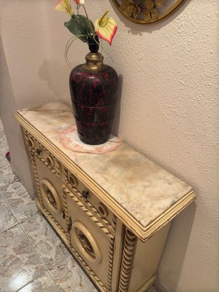Mueble recibidor antiguo mármol y madera