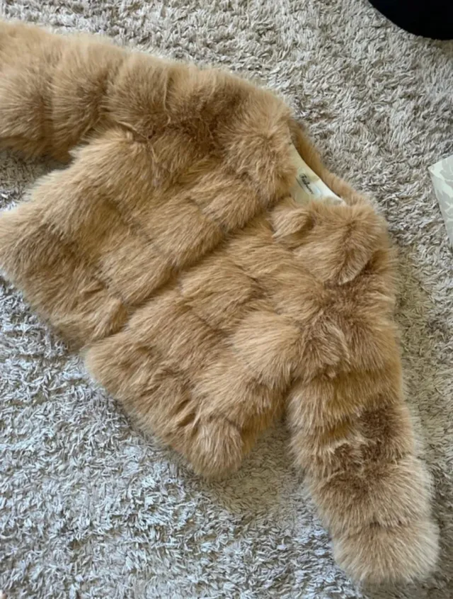 Chaqueta pelo sintético beige faux fur talla s/m