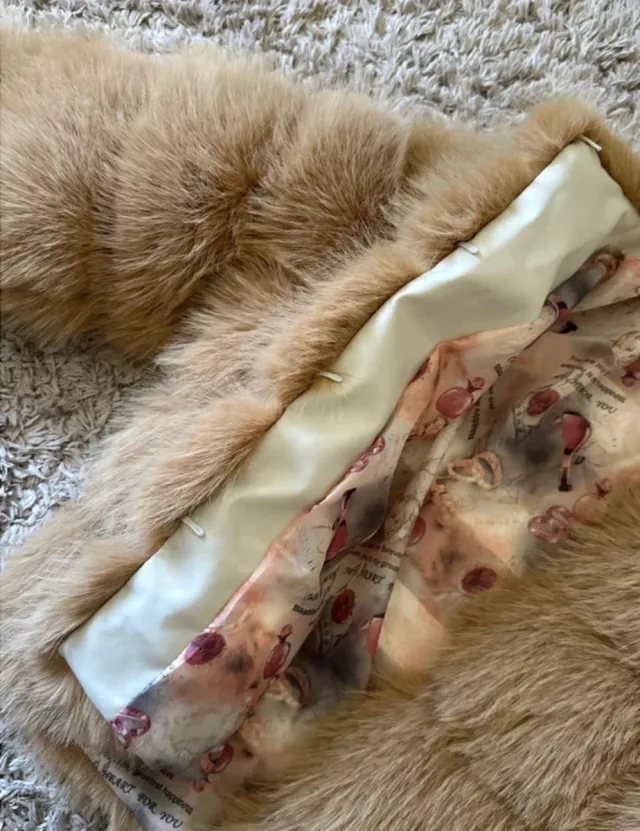 Chaqueta pelo sintético beige faux fur talla s/m