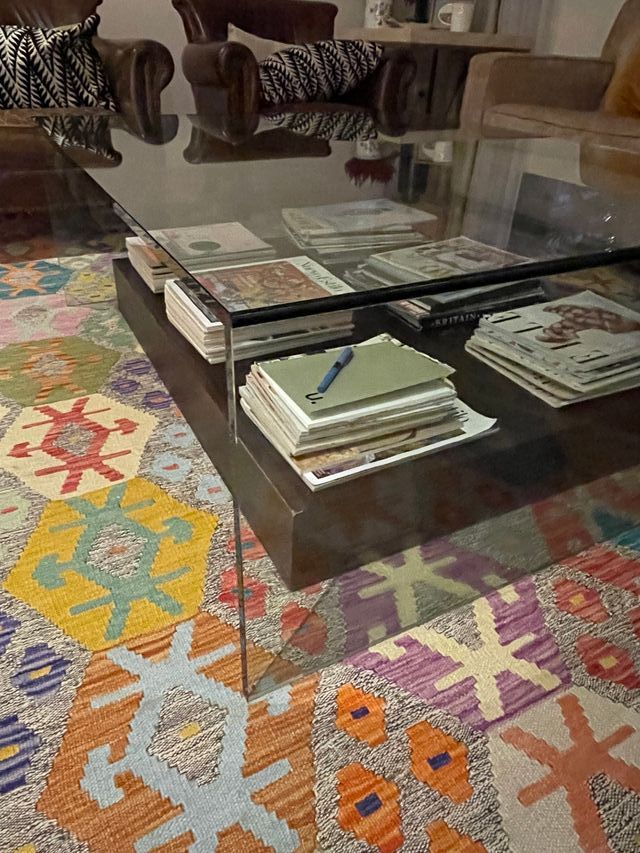 Mesa Centro Cristal y Madera 120x100x45cm