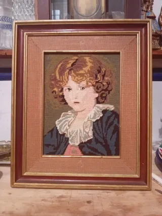 Cuadro bordado retrato niño