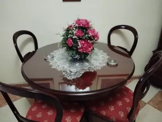 Mesa de comedor redonda con 6 sillas