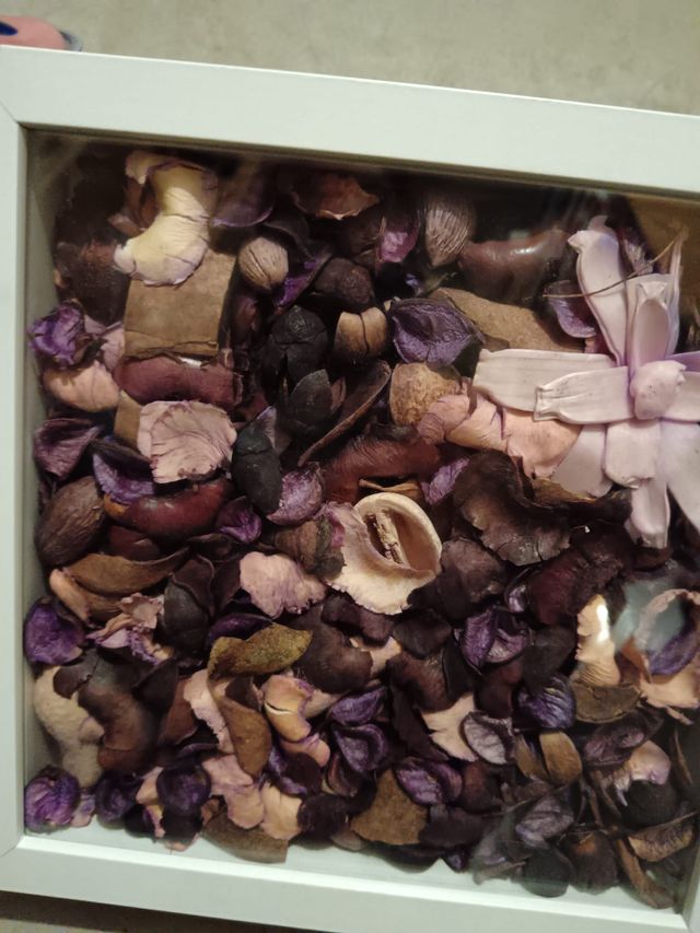 Marco blanco con flores secas