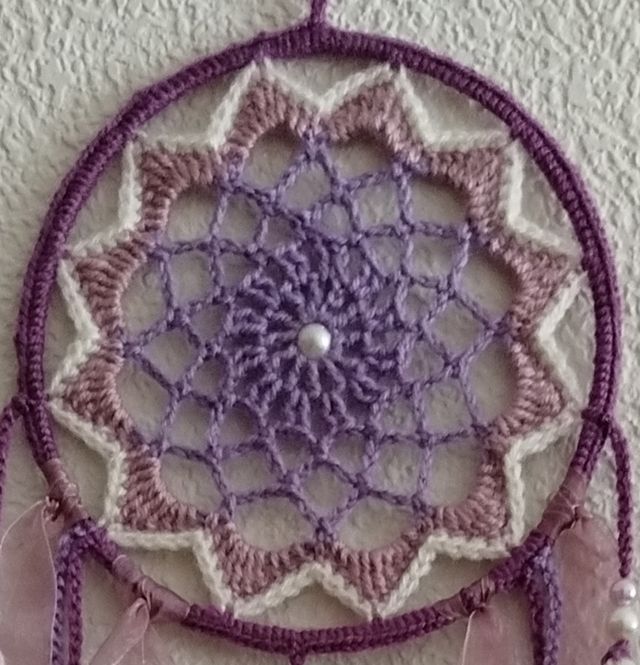 Atrapasueños mediano lila/crudo/violeta 16 x 58 cm