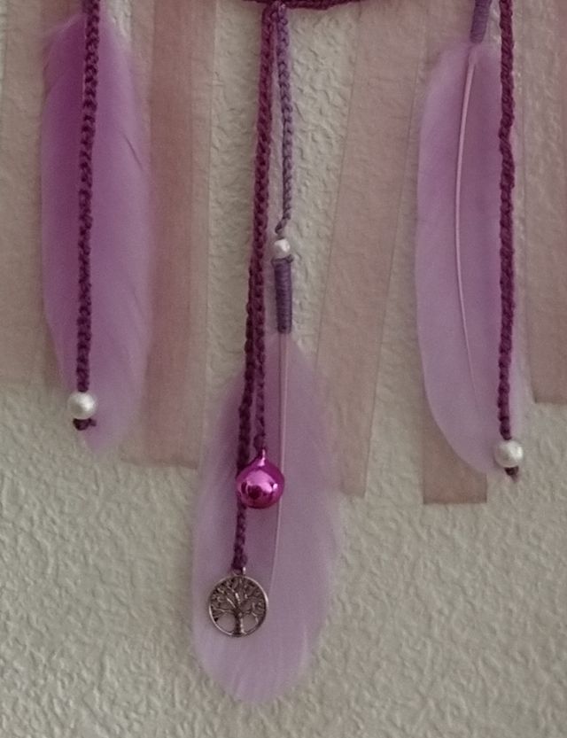 Atrapasueños mediano lila/crudo/violeta 16 x 58 cm