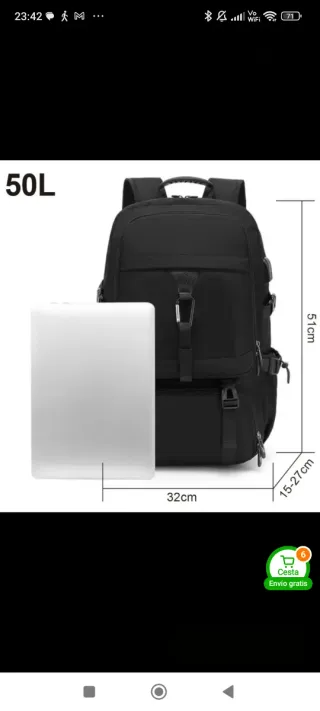 Mochila Viaje Cabina Equipaje Negro