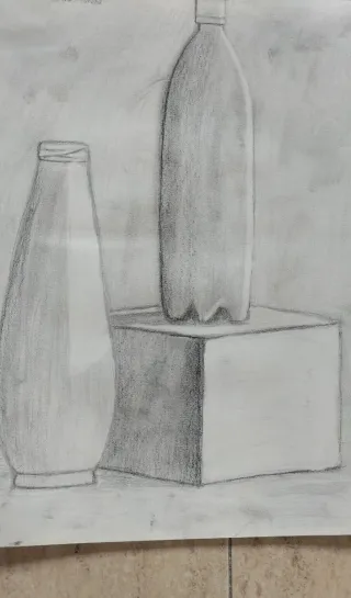 Dibujo antiguo a lápiz  bodegón