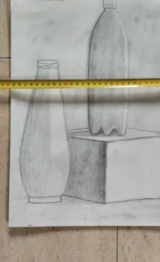 Dibujo antiguo a lápiz  bodegón