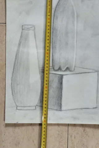 Dibujo antiguo a lápiz  bodegón