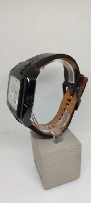 Orologio Diesel Quadrato Pelle Marrone Nero