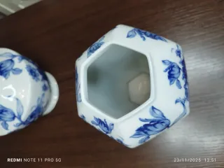 3 Jarrones Porcelana Portuguesa Vintage Azul