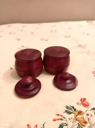 Coppia vasetti spezie legno africano