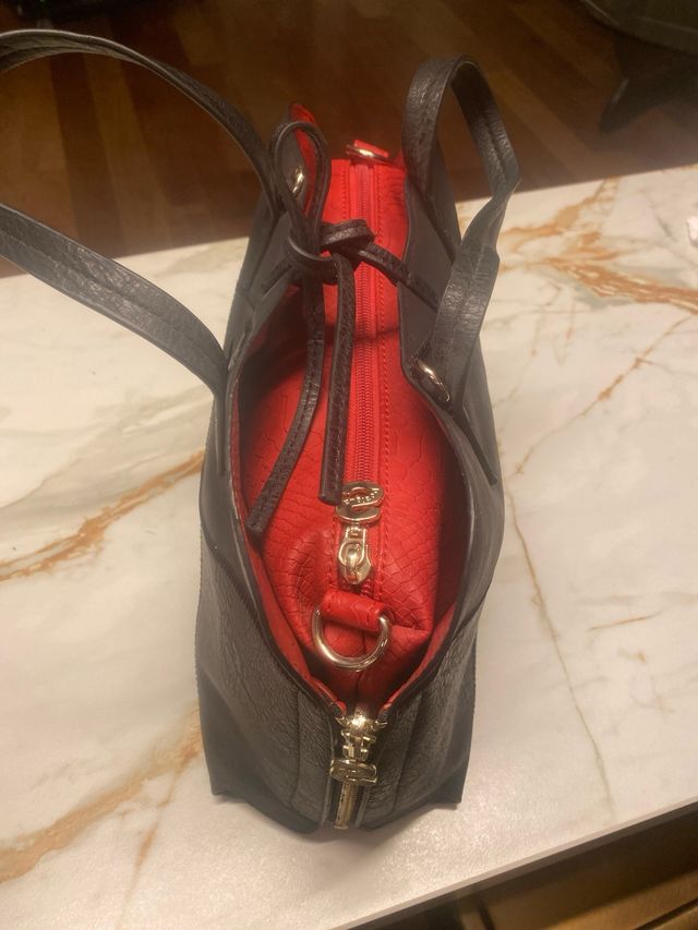 Bolso Desigual Piel Doble Reversible Negro/Rojo