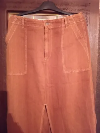 Falda larga vaquera marrón/naranja