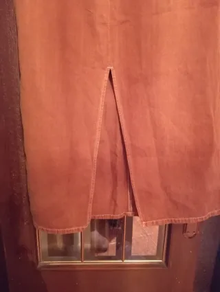 Falda larga vaquera marrón/naranja