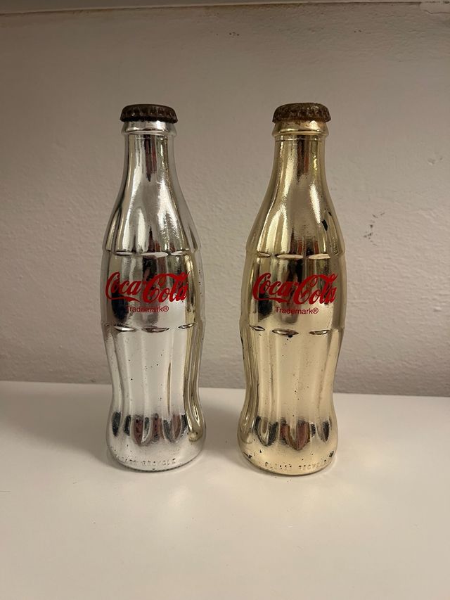 2 bottiglie Coca Cola Oro e Argento