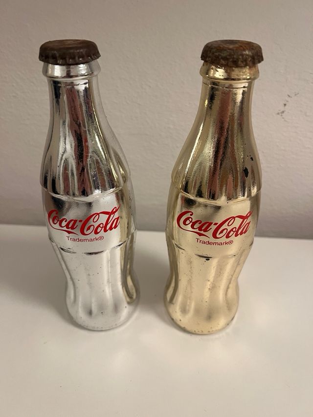 2 bottiglie Coca Cola Oro e Argento