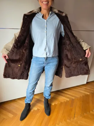 Cappotto invernale vintage beige/marrone