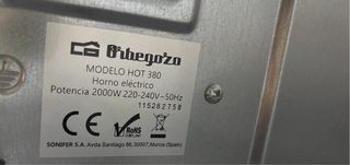 Horno Eléctrico Orbegozo HOT 380 - 38L
