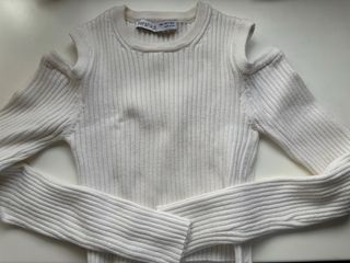 Bershka Jersey Blanco Hombros Descubiertos Talla S