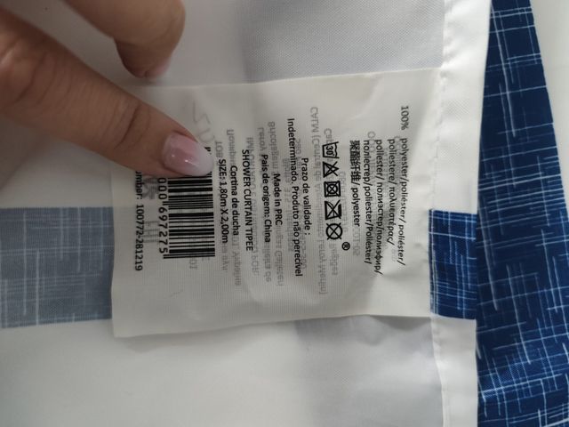 Cortina de ducha azul y blanca 180x200cm