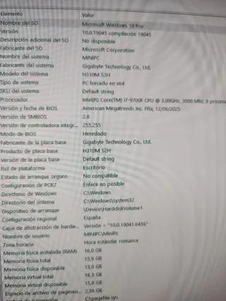 Placa base Gigabyte H310M + i7 9700F + 16GB DDR4