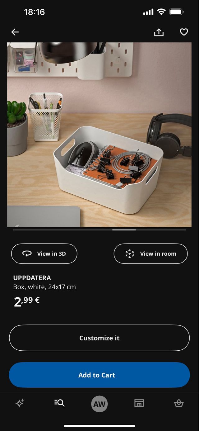 Caja organizadora blanca IKEA UPPDATERA