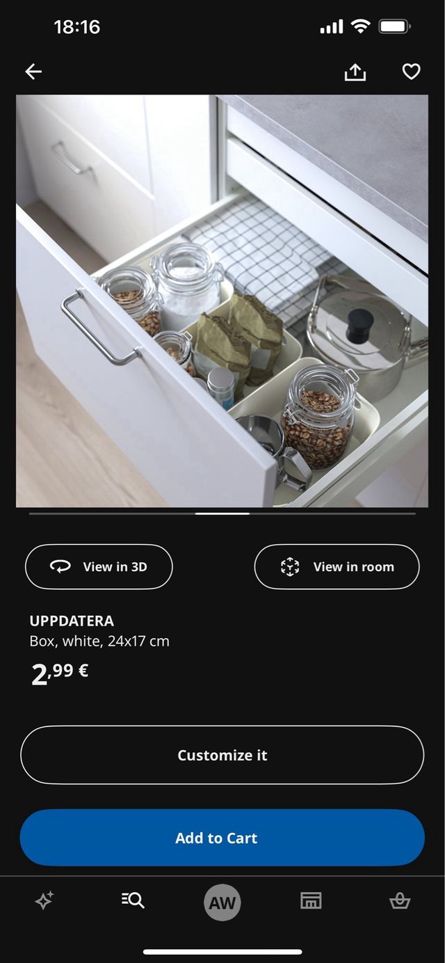 Caja organizadora blanca IKEA UPPDATERA