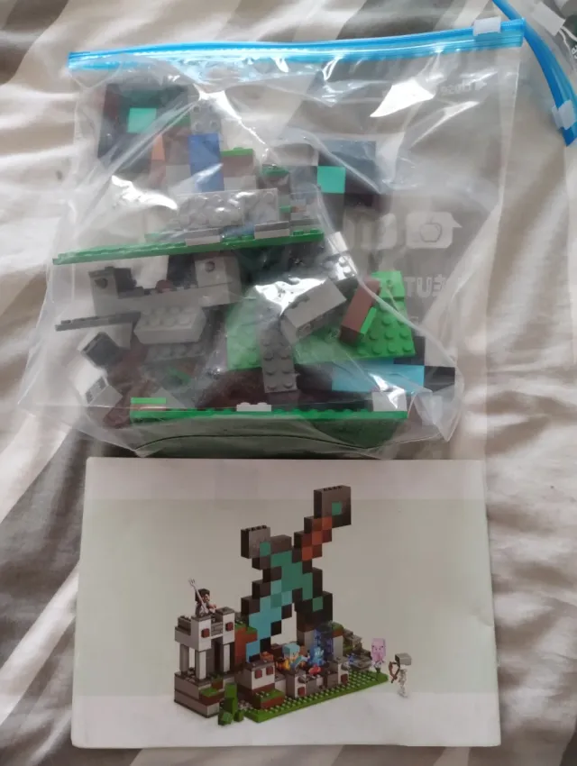 Bloques construcción estilo Minecraft con instrucc