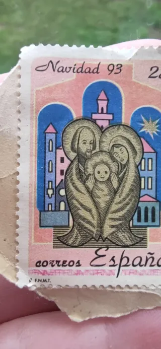 SELLO CORREOS ESPAÑA, SAGRADA FAMILIA-NAVIDAD 1993