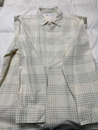 Camisa Zara cuadros beige y gris