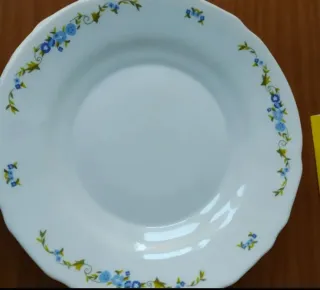 Juego 5 Platos Llanos Vintage Florales Azules