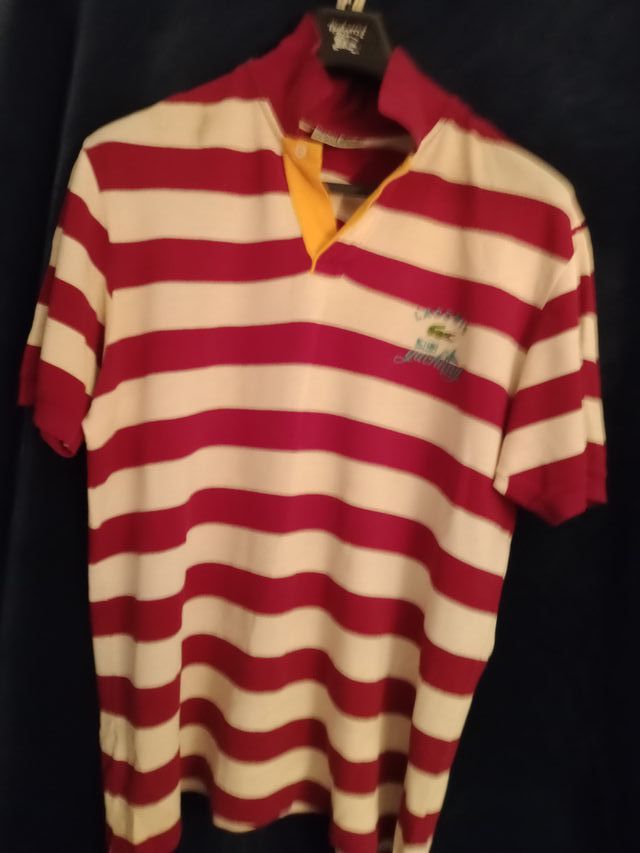 Polo Lacoste Vintage Rayas Rojo/Blanco