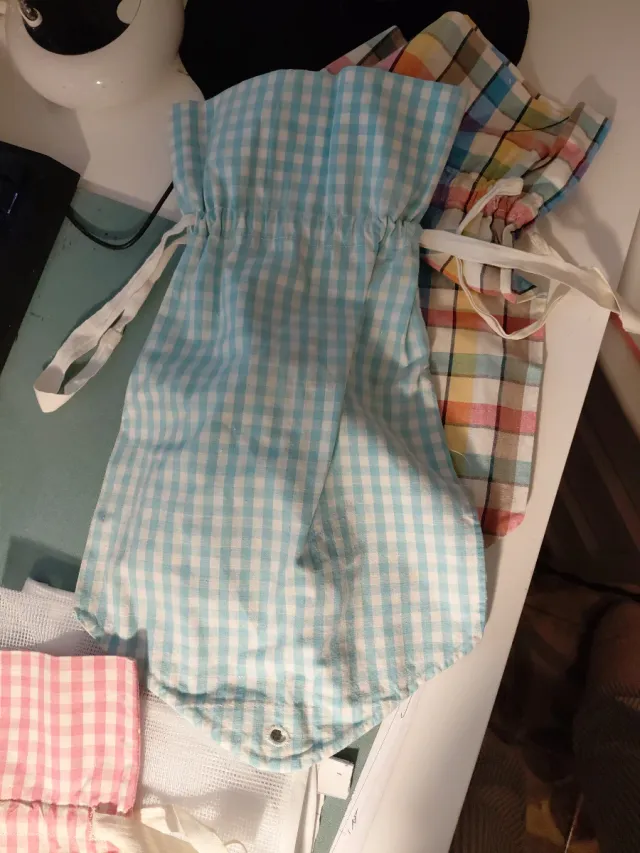 Lote bolsas bocadillo tela cuadros