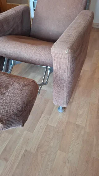 Butaca reclinable tela marrón