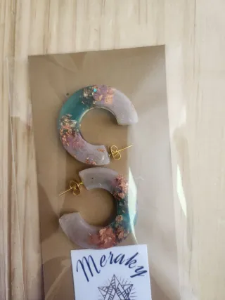 Pendientes Resina Flor Rojo