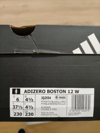 T37,5 Adidas Adizero Boston 12 Blancas