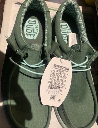 Zapatos Hey Dude Wally Stretch Canvas Verde Talla