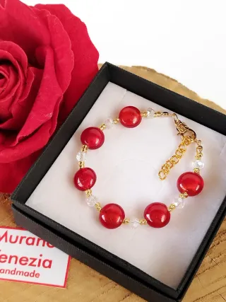 Bracciale Murano Vetro Rosso e Oro