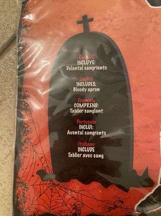 Disfraz Delantal Sangriento Talla Única